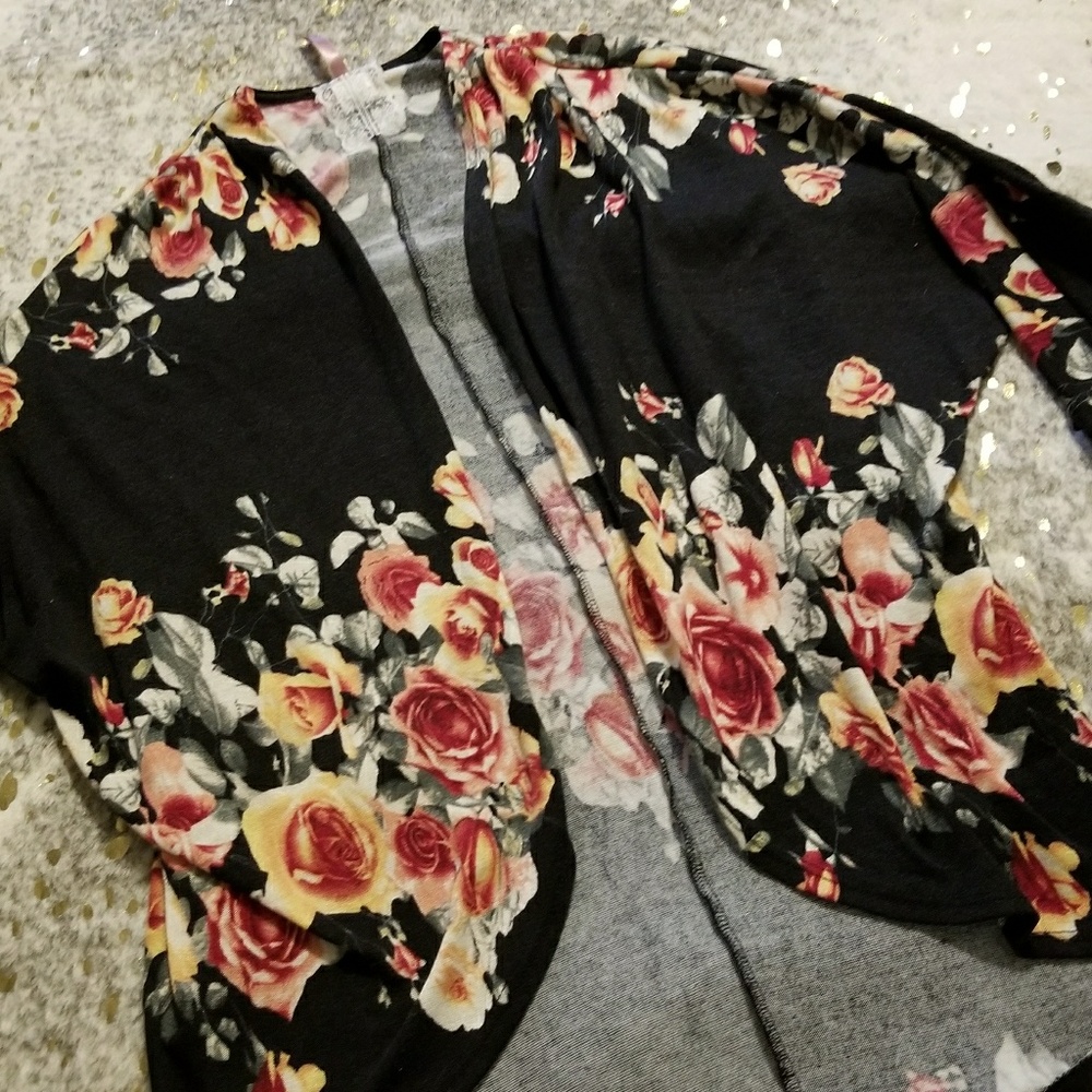 Mauve rose print kimono